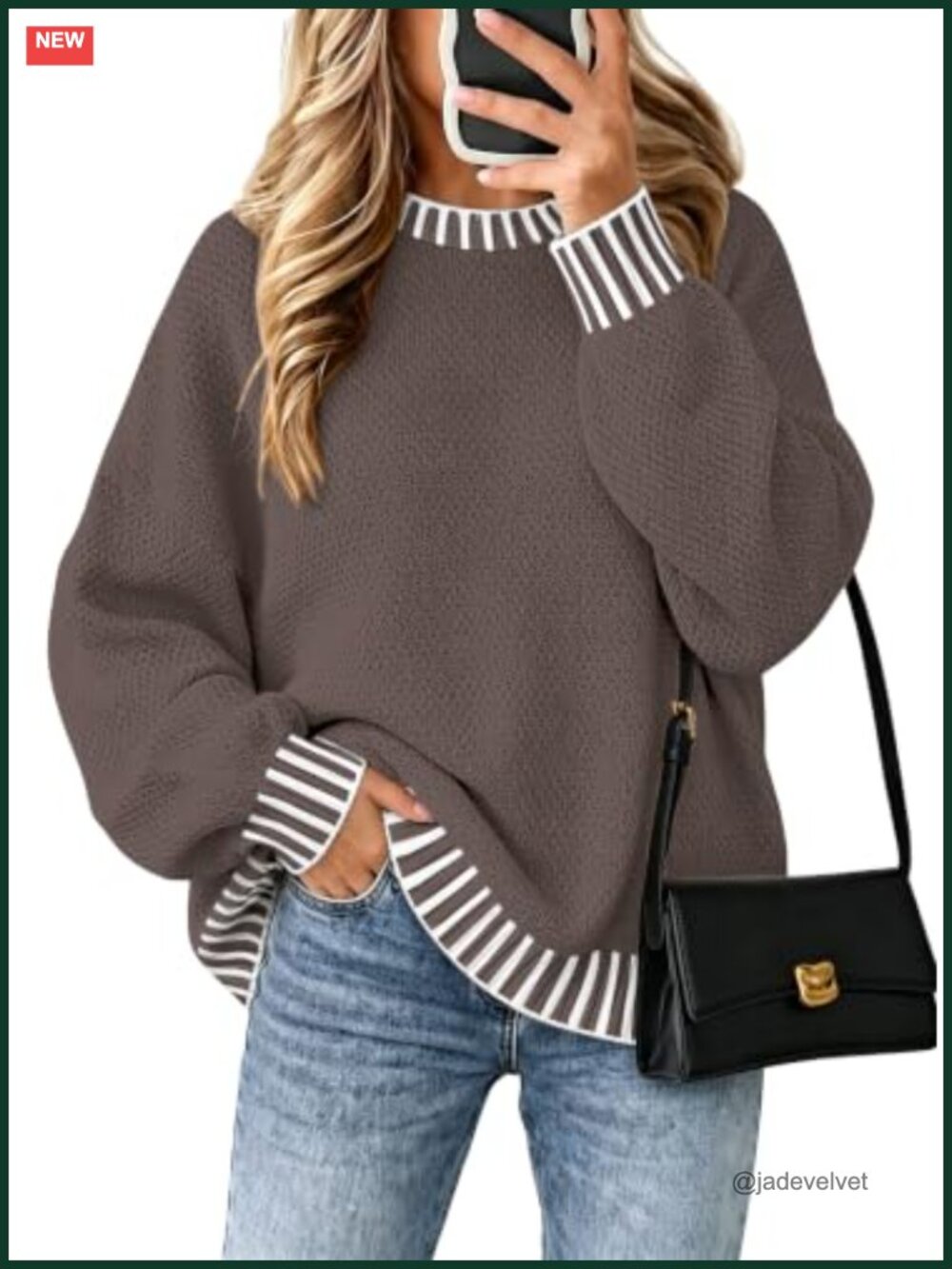 Women's Oversized Knit Pullover Sweater, Long Batwing Sleeve Tunic Top, Fall